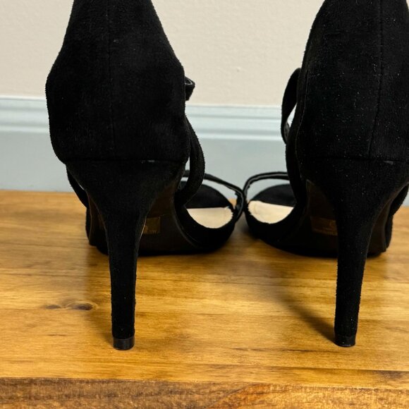Black Strappy Stiletto Heel Sandals - Picture 2 of 3